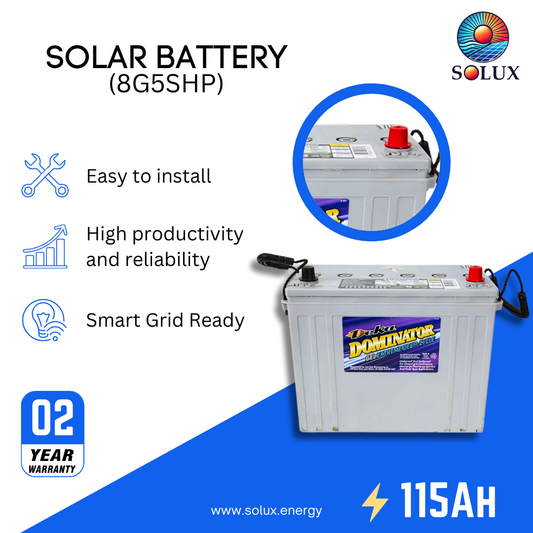 This is an image of MK Deka 8G5SHP 115Ah 12 Volt Deep Cycle Sealed GEL Battery