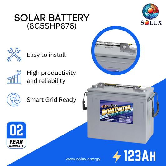 This is an image of MK Deka 8G5SHP876 123Ah 12 Volt Deep Cycle GEL Battery