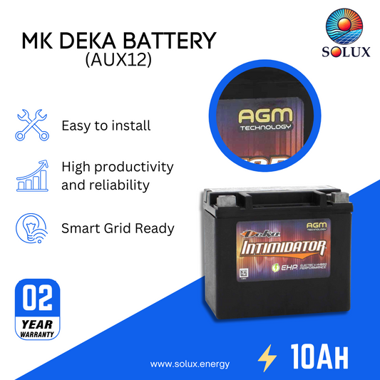 This is an image of MK Deka AUX12 Battery 10Ah 12V AGM