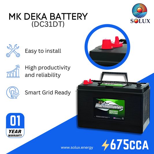 This is an image of MK Deka 12V Marine Deep Cycle Battery DC31DT FLA