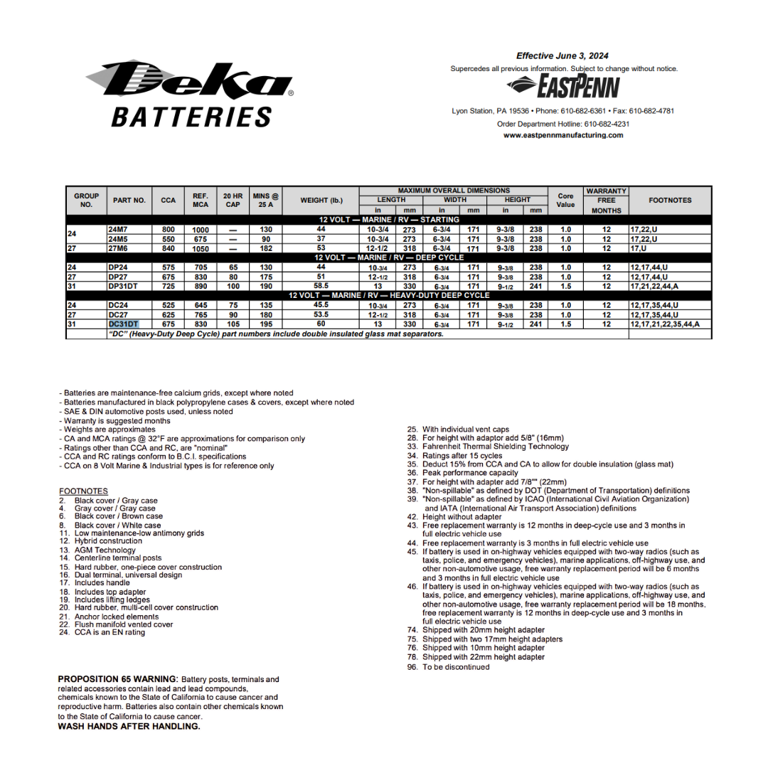 DC31DT battery marine rv