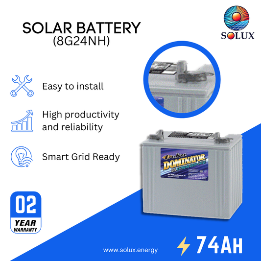 This is an image of MK Deka Dominator 8G24M 12V 73.6Ah Deep Cycle GEL Battery