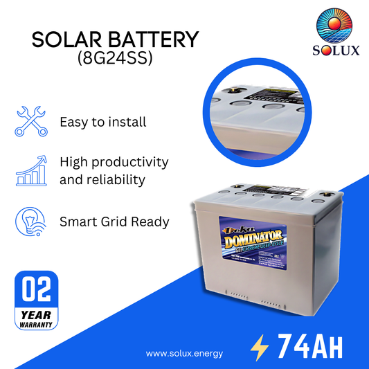 This is an image of MK Deka Dominator 8G24M 12 Volt 73.6Ah Deep Cycle GEL Battery