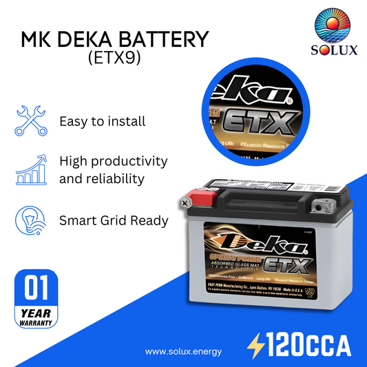 This is an image of MK Deka ETX9 Battery 12V AGM