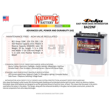 8A22NF 12v marine batteries