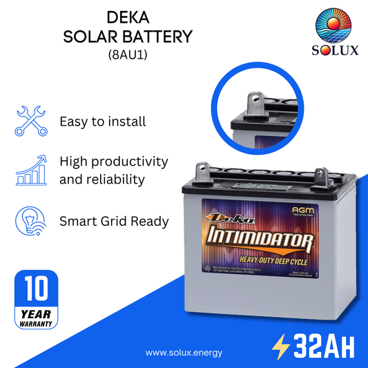 The mk deka 8au1h battery is a compact and lightweight deep cycle AGM battery, perfect for smaller solar and portable power applications.