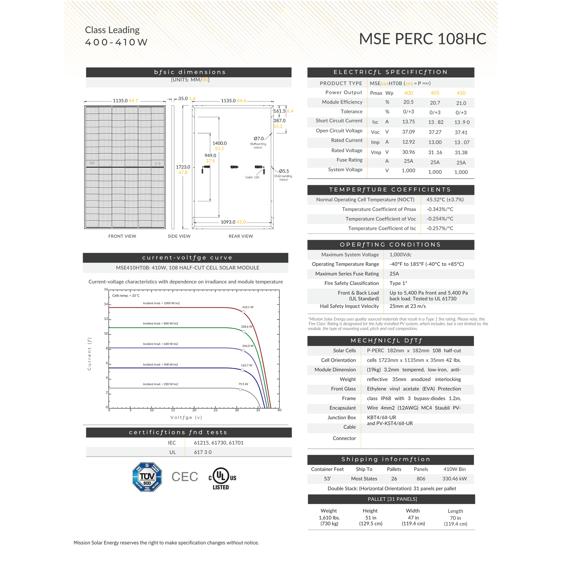MSE410HT0B monocrystalline solar panel for sale