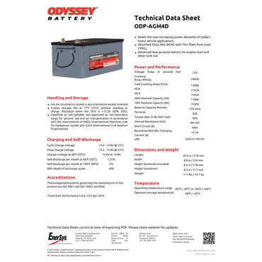 ODP-AGM4D agm automotive battery