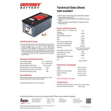 ODP-AGM8DT high performance batteries