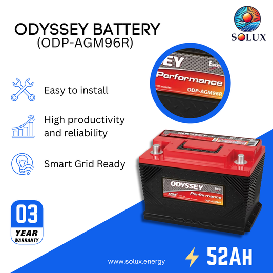 This is an image of Odyssey ODP-AGM96R 12V 52Ah Performance Battery