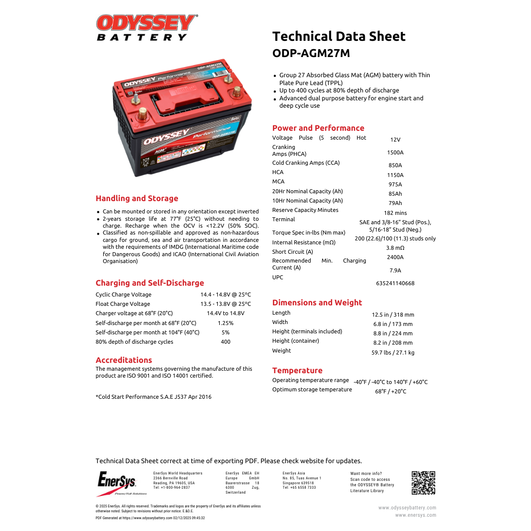 ODP-AGM27M dual purpose battery