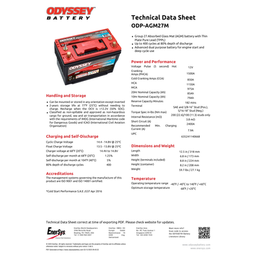 ODP-AGM27M dual purpose battery