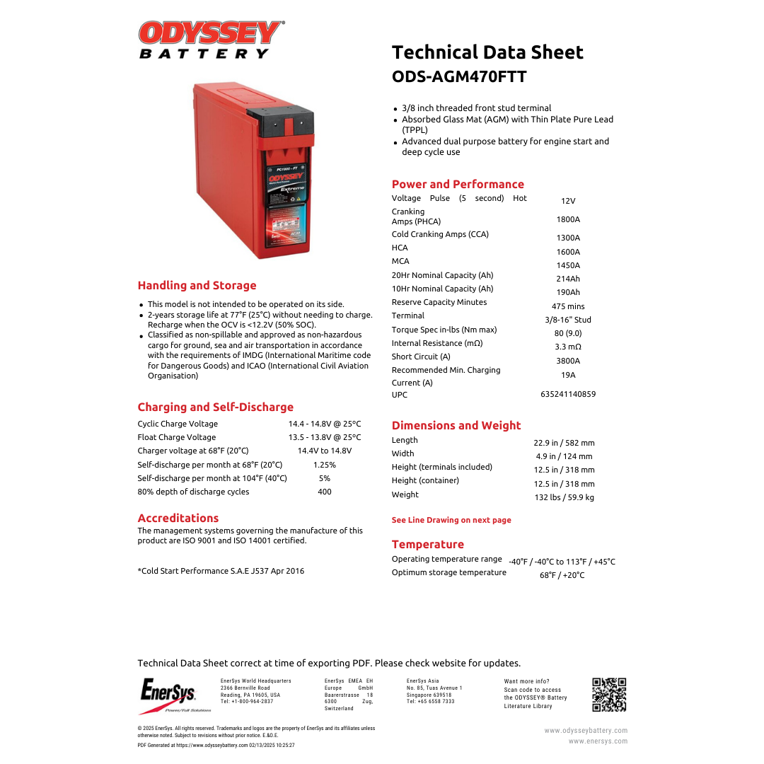 ODS-AGM470FTT odyssey deep cycle battery