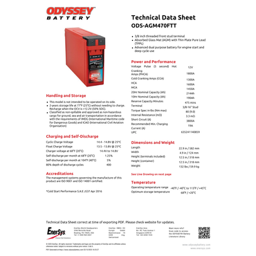 ODS-AGM470FTT odyssey deep cycle battery