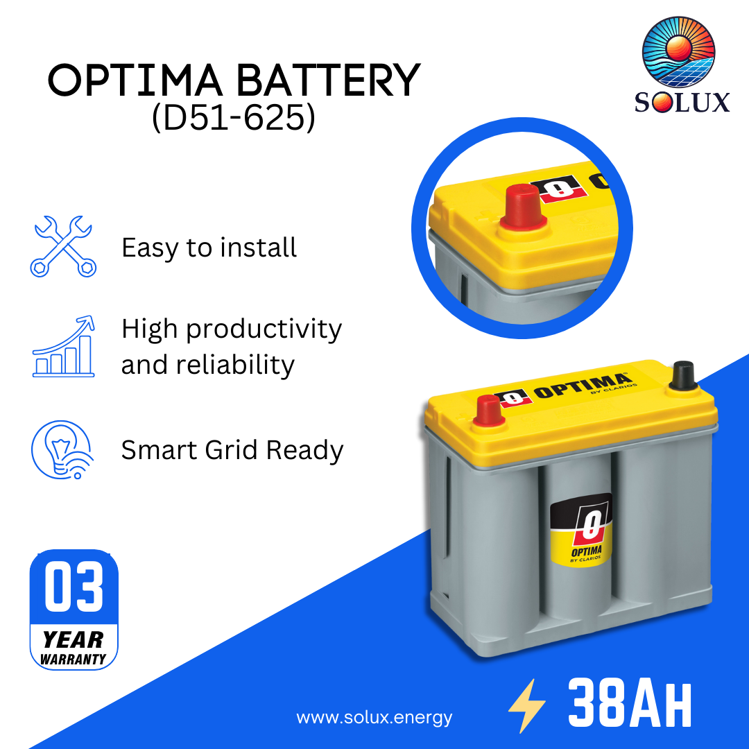 This is an image of Optima Yellow Top 38Ah D51-625 AGM Battery