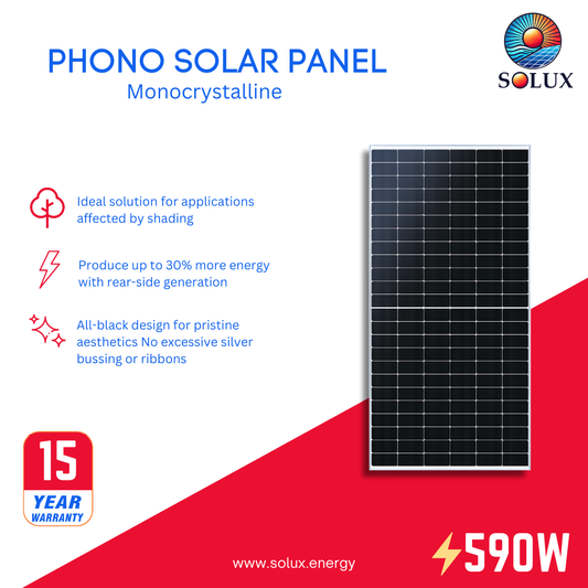 This is in image of Phono Solar Draco PS590M8GF-24/TNH 63 Solar Panel Grid Tie