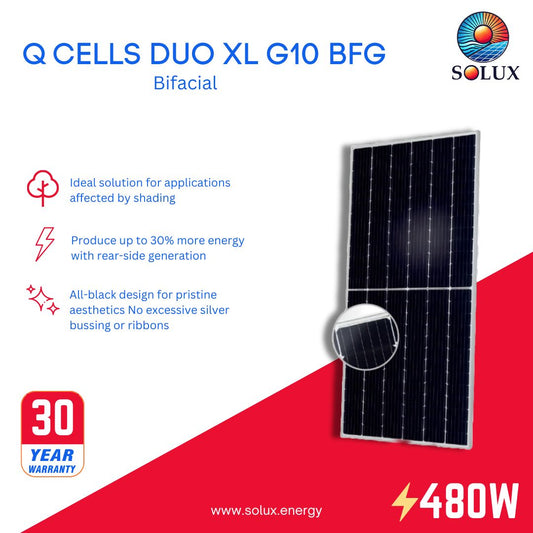 This is an image of Qcells 480 Watt Solar Panel Bifacial Q.PEAK-DUO-XL-G10.3-480