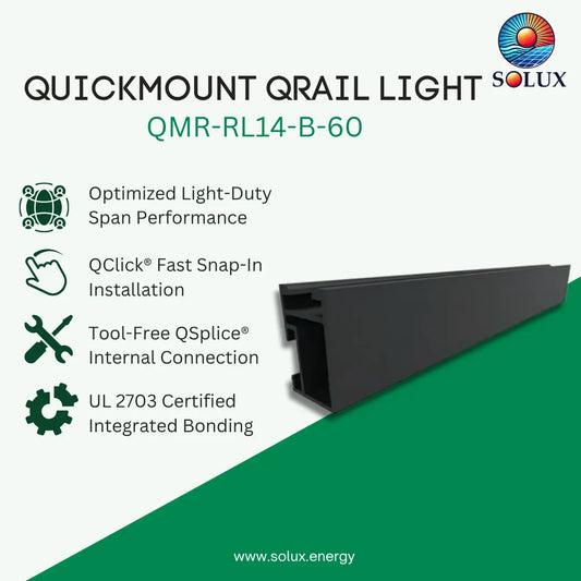 Quick Mount QMR-RL14-B-60 14 ft., QRail Light, Black