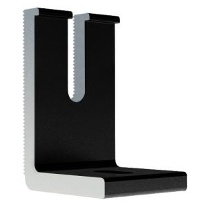 Product image of QM-LM-01-B1: 3D rendering of a black-anodized L-foot mounting bracket featuring a vertical adjustment slot for rail attachment and a horizontal base for roof fastening.