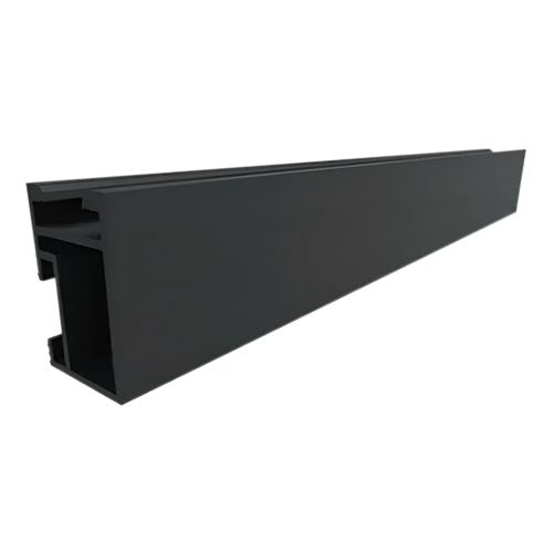 Product image of QRAIL Profile drawing of a black-anodized PV rail with 1.567" x 1.056" dimensions and 0.50 lb/ft weight.
