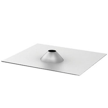 Product Image of QMC-F9X9-A-1 a aluminum flashing with a central round hole on a white background
