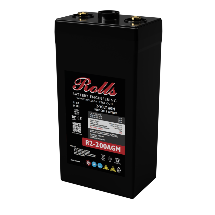 Rolls Surrette R2-200AGM 2VDC 212 AH AGM Battery