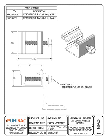 UNI-SHCLMPM2-US clamp rail