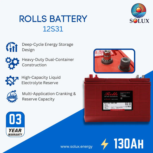 Rolls Surrette 12D31 12VDC 130Ah Deep Cycle Battery