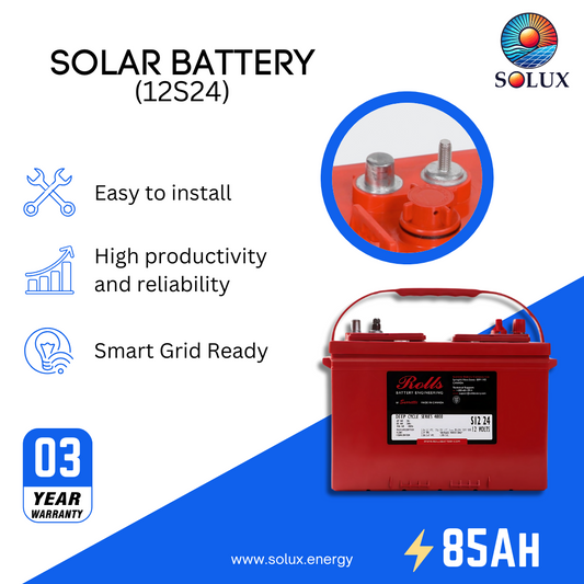 This is an image of Rolls Surrette 12D24 12VDC 85Ah Deep Cycle RV Battery