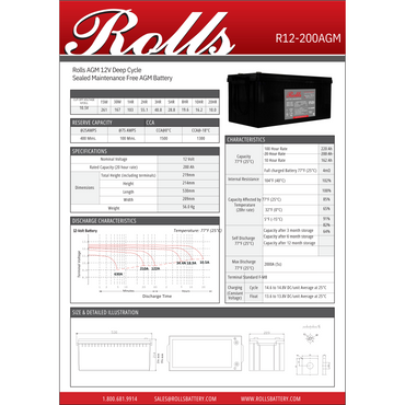 R12-200AGM rolls surrette r12-200agm