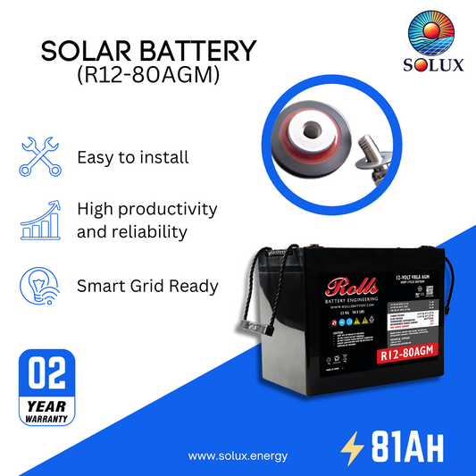 This is an image of Rolls Surrette R12-80AGM 12 Volt 81Ah AGM Deep Cycle Battery