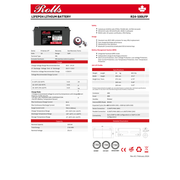R24-100LFP 24 volt lithium battery