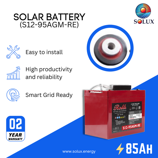 The rolls surrette s12-95agm battery is a reliable and versatile deep cycle AGM battery, ideal for a variety of applications, including renewable energy systems, RVs, and boats.