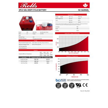 S2-1620GEL solar deep cycle batteries