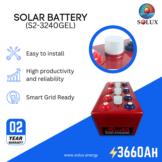 This is an image of Rolls Surrette S2-3240GEL 2VDC 3660Ah Battery GEL Deep Cycle