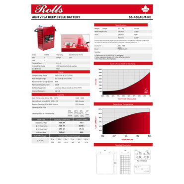 S6-460AGM true deep cycle battery