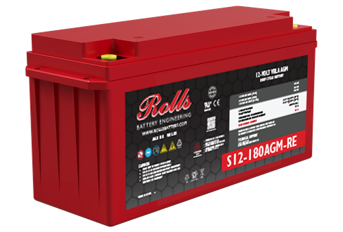 Rolls Surrette S12-180AGM 12VDC 159 Ah AGM Battery