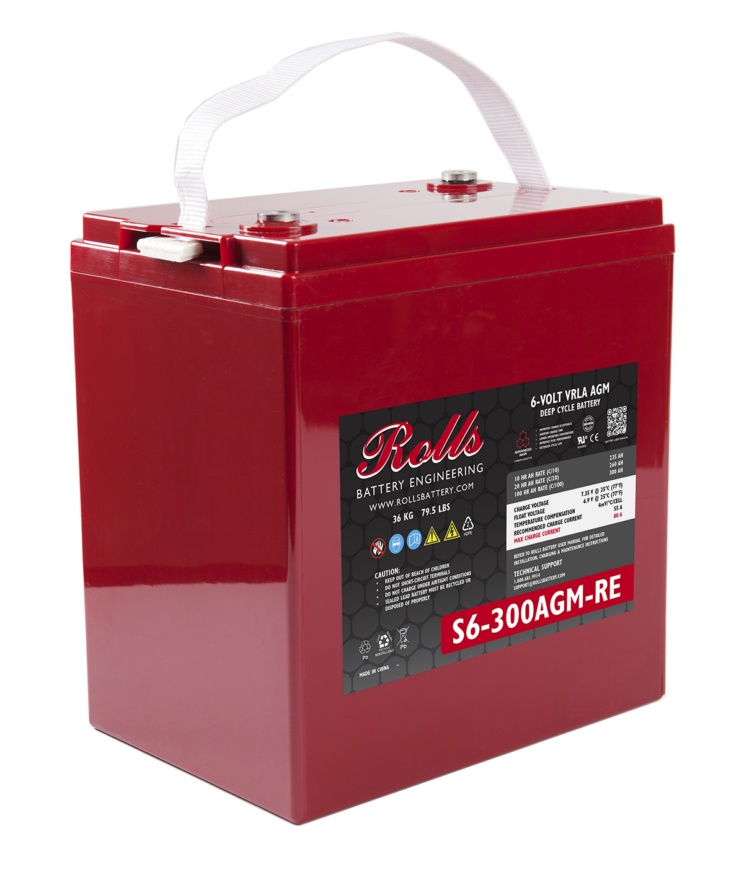 Rolls Surrette S6-300AGM 6VDC 260 Ah AGM Battery