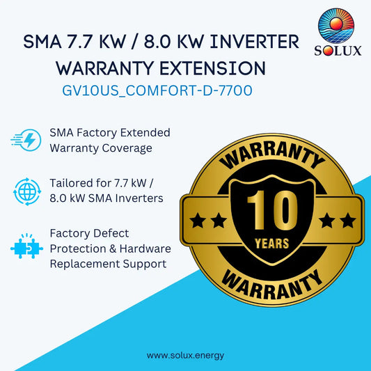 Promotional graphic for a Solux SMA 7.7 kW / 8.