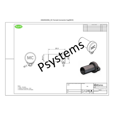 MC4 DC Connector Cap - F dc connectors