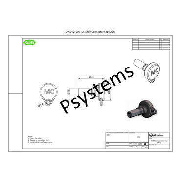 MC4 DC Connector Cap - M connector caps