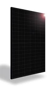 A black monocrystalline silicon solar panel with a MC4 connector.
