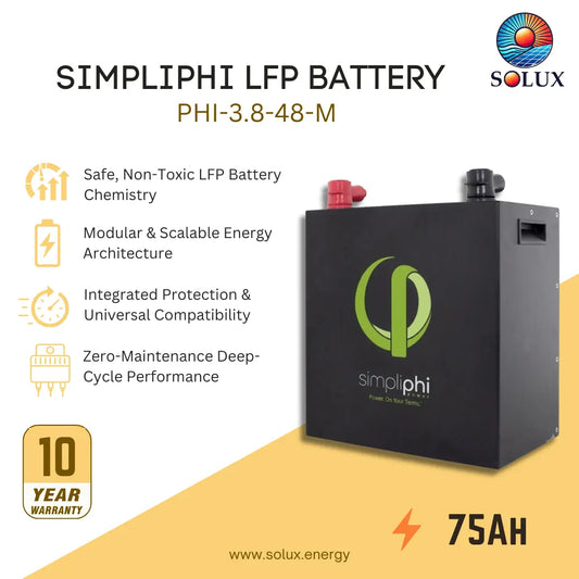 SimpliPhi PHI-3.8-48-M 75Ah 48VDC Lithium Ferro Phosphate Battery w/ Metal Case