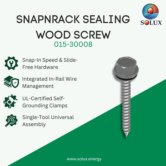 SnapNRack Sealing Wood Screw, #14 X 2 1/4", 1/2" Hex, SS - 1 Unit