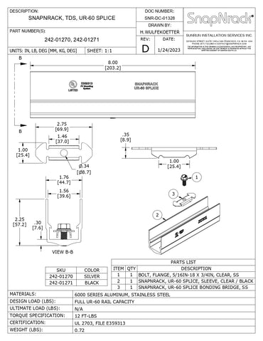 242-01271 snapnrack rail splice