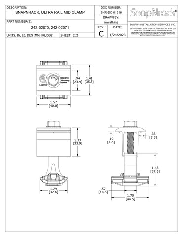 242-02070 snapnrack mid clamp