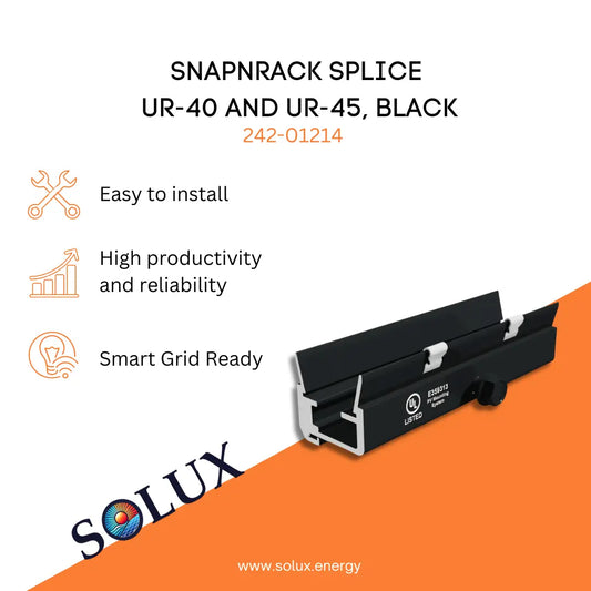 This is an image of SnapNrack Splice Rail UR-40 AND UR-45, Black