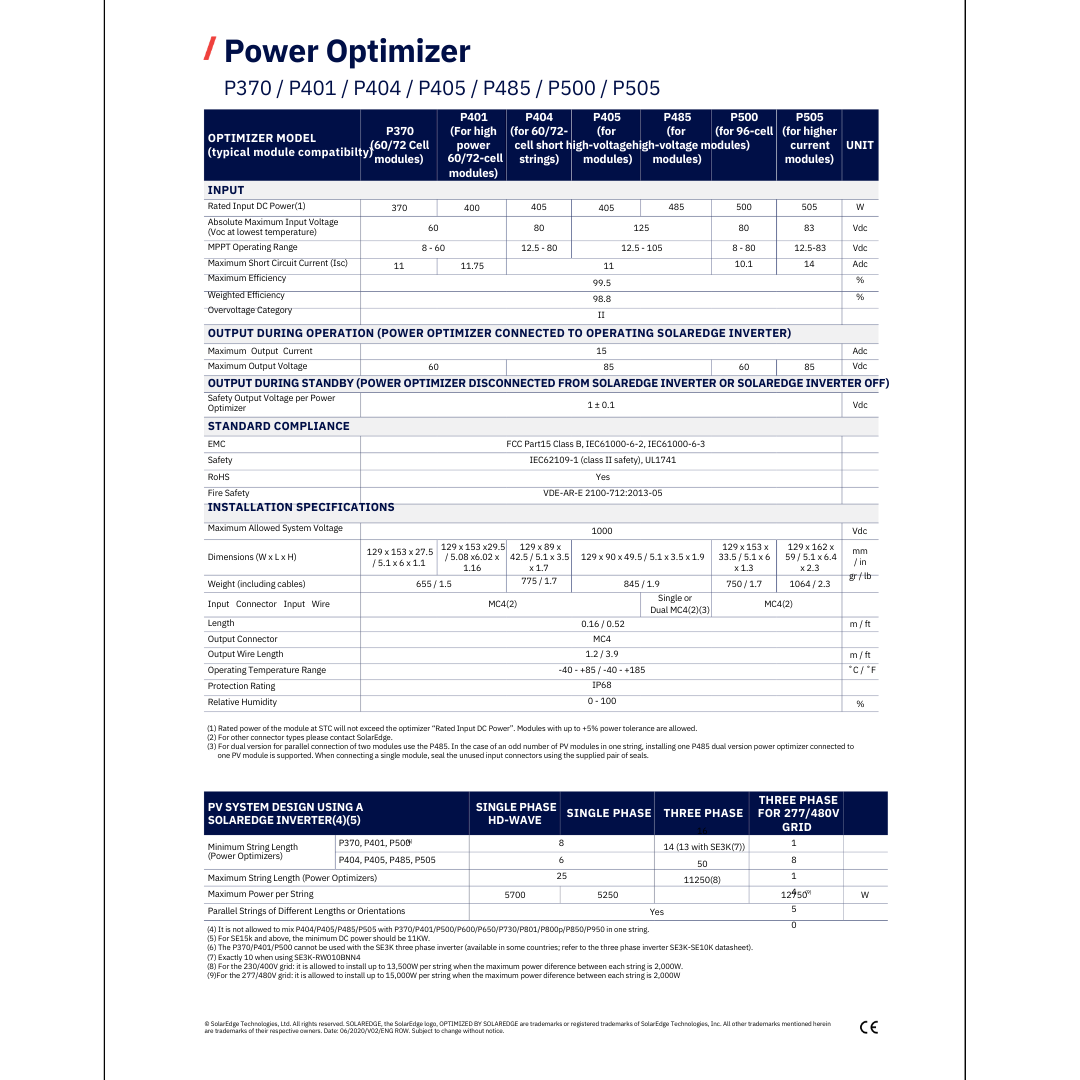 P505 optimizer solar panel