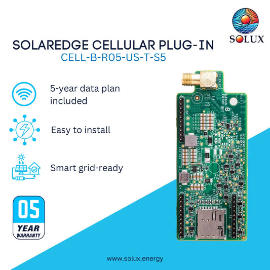 This is a graphic image for Solaredge cellular plug in with data plan CELL-B-R05-US-T-S5