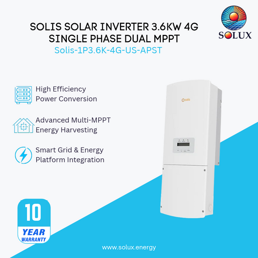 Solis Solar Inverter 3.6kw 4G Single phase Dual MPPT. US Version with APS transmitter with 10 years warranty (NS)